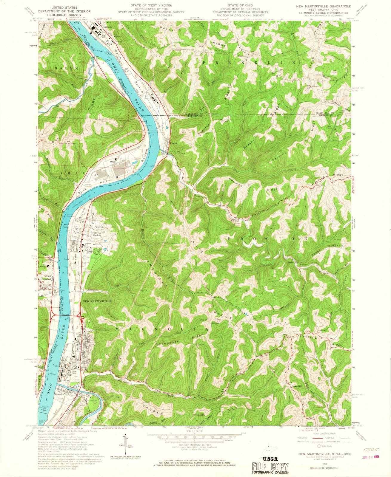 1960 New Martinsville, WV - West Virginia - USGS Topographic Map