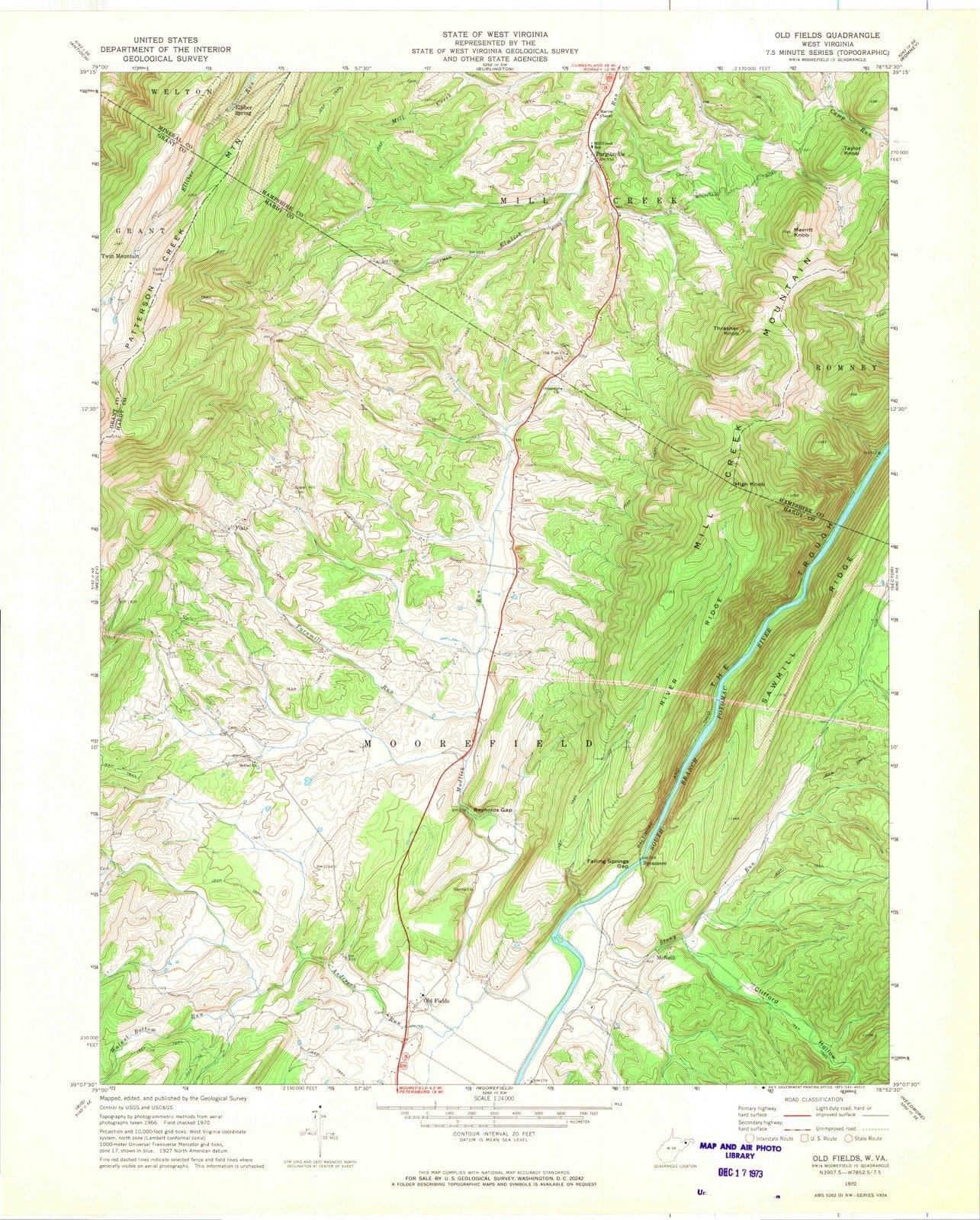 1970 Old Fields, WV - West Virginia - USGS Topographic Map