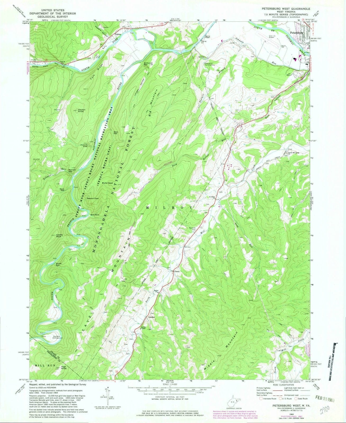 1969 Petersburg West, WV - West Virginia - USGS Topographic Map v2