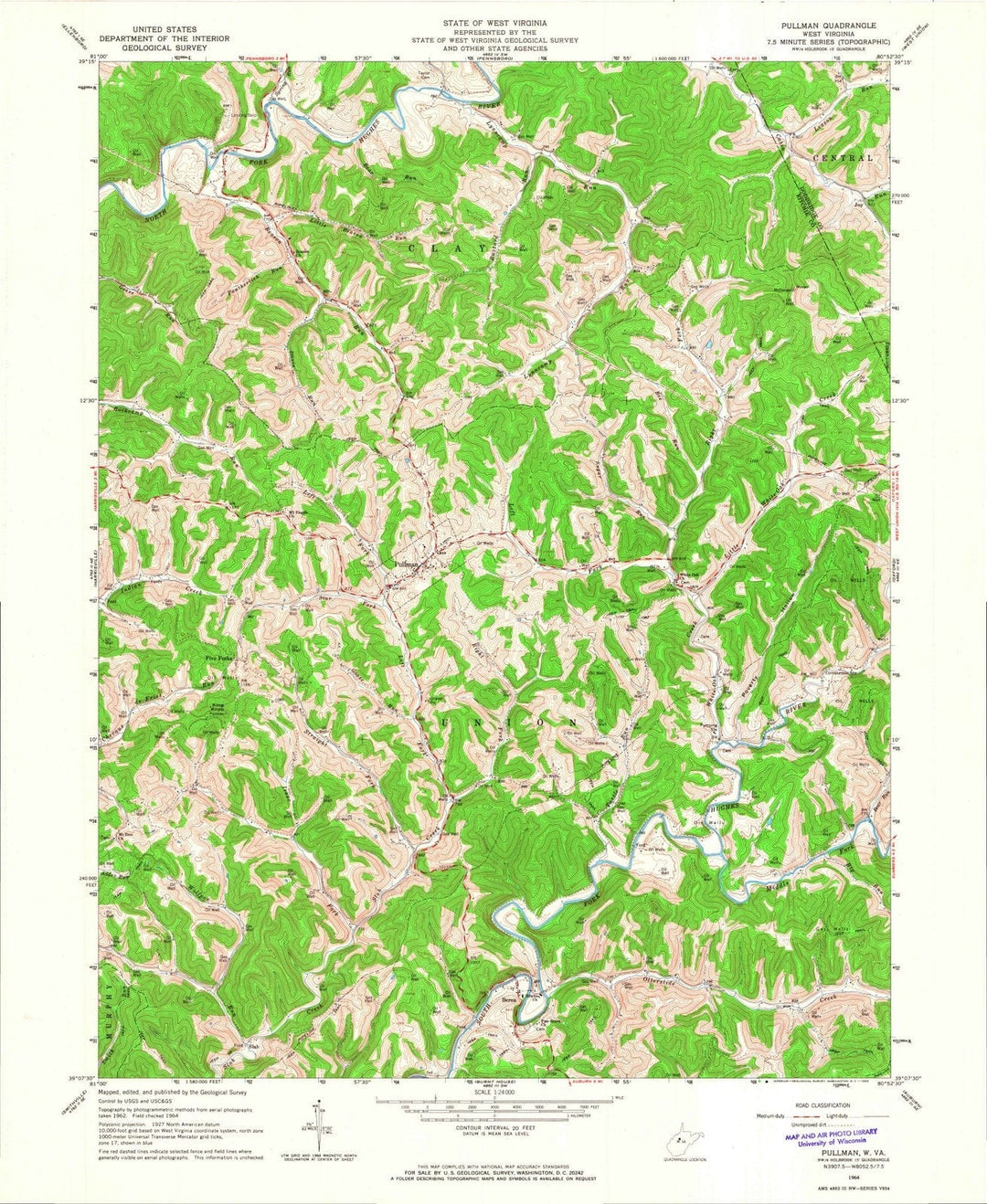 1964 Pullman, WV - West Virginia - USGS Topographic Map