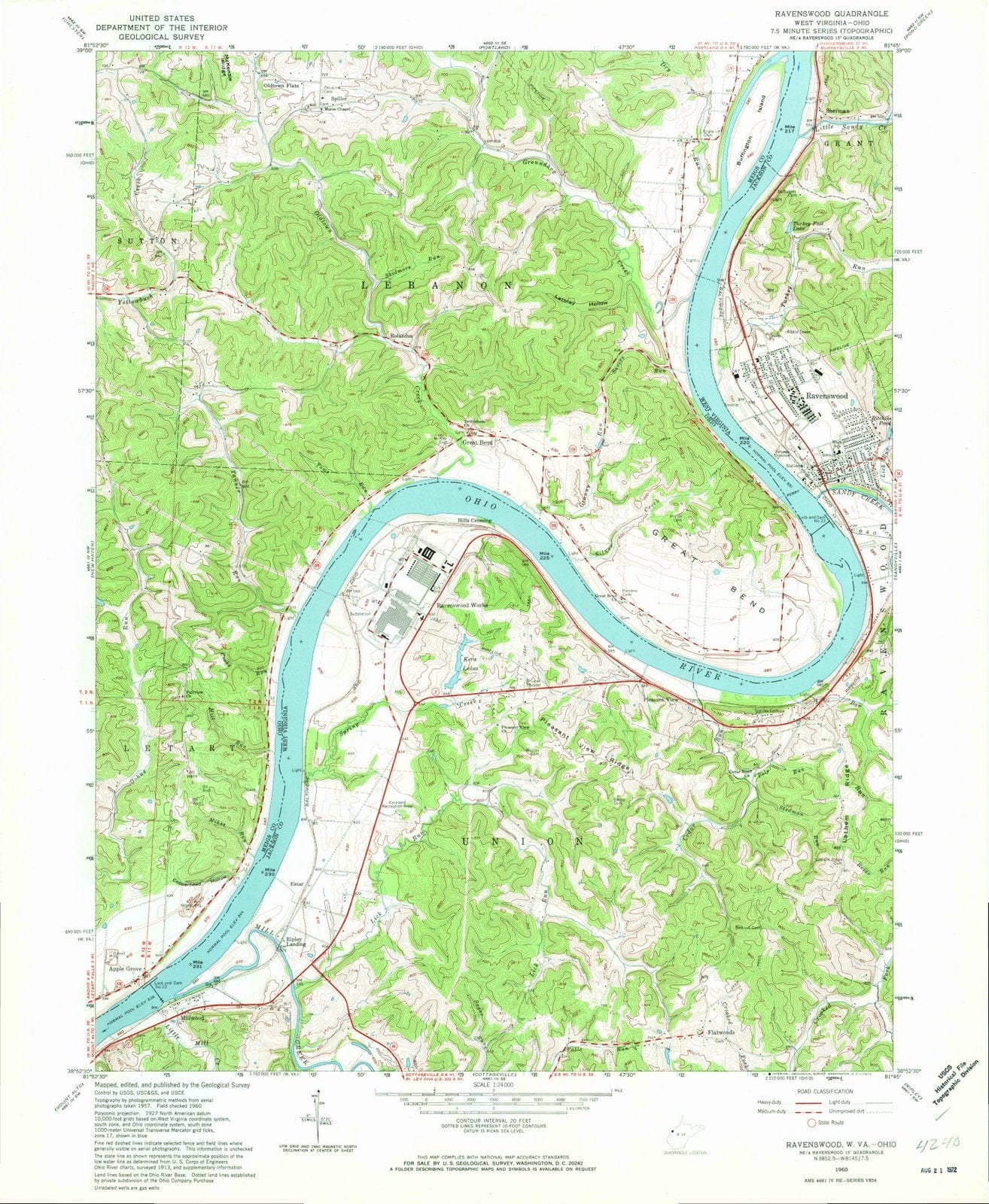 1960 Ravenswood, WV - West Virginia - USGS Topographic Map