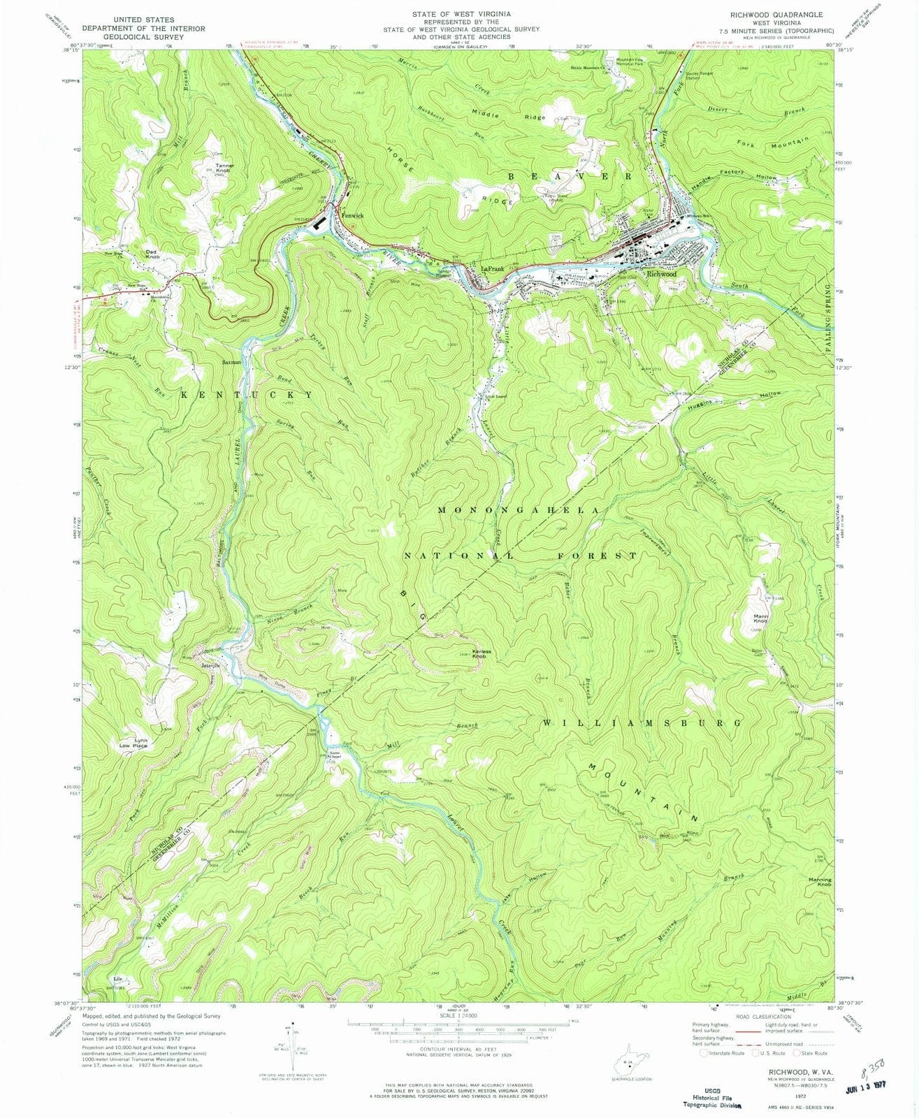 1972 Richwood, WV - West Virginia - USGS Topographic Map
