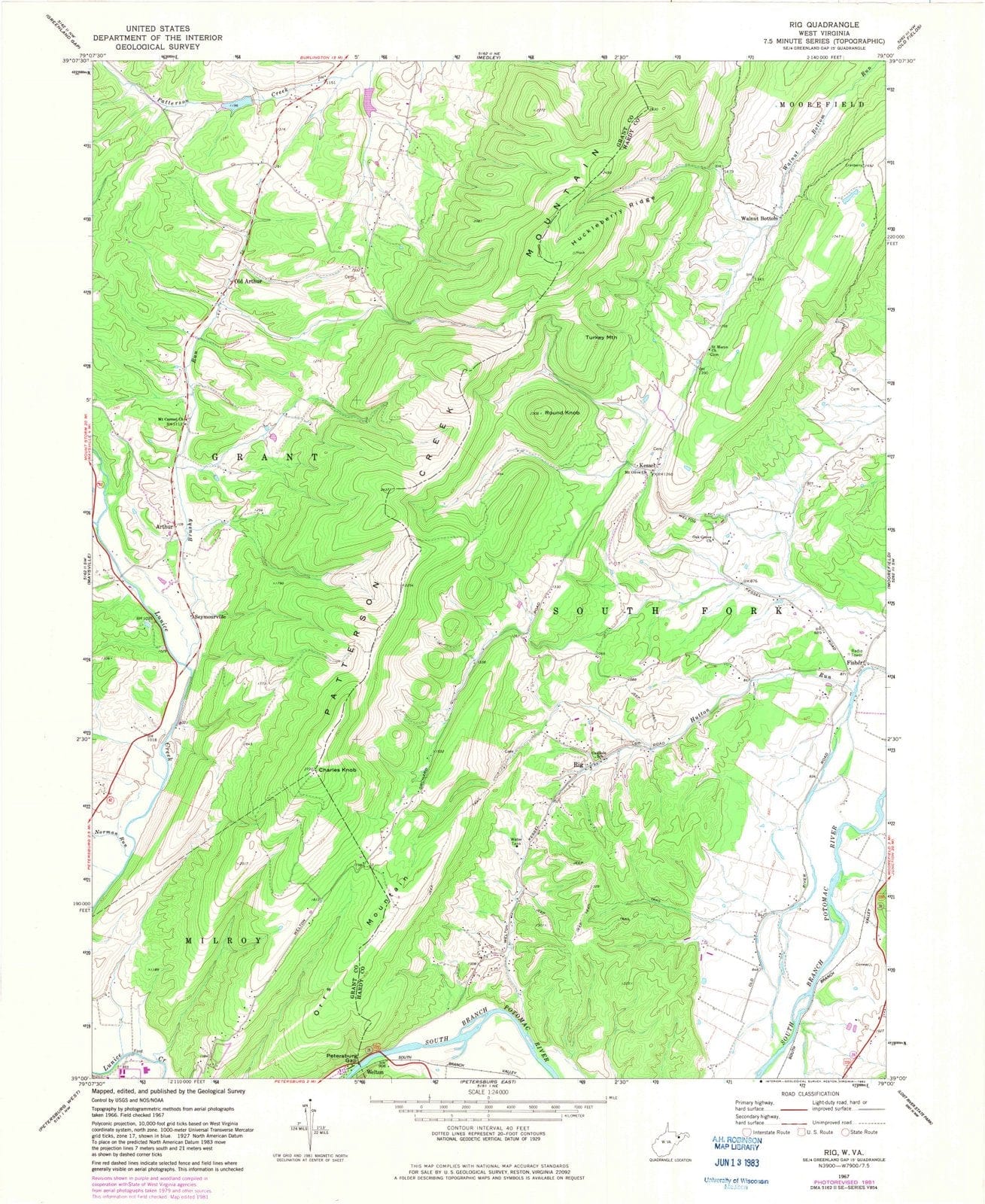 1967 Rig, WV - West Virginia - USGS Topographic Map