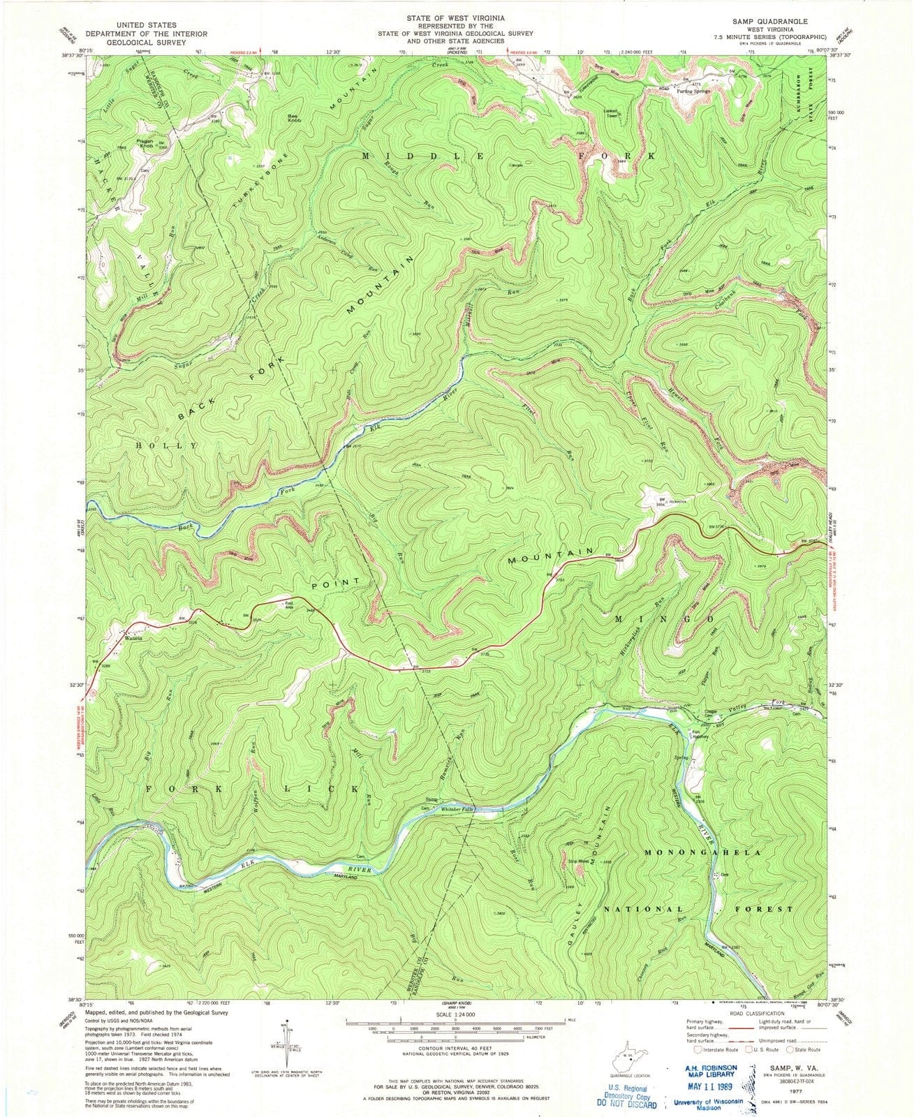 1977 Samp, WV - West Virginia - USGS Topographic Map