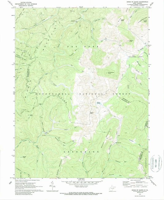1970 Sinks of Gandy, WV - West Virginia - USGS Topographic Map