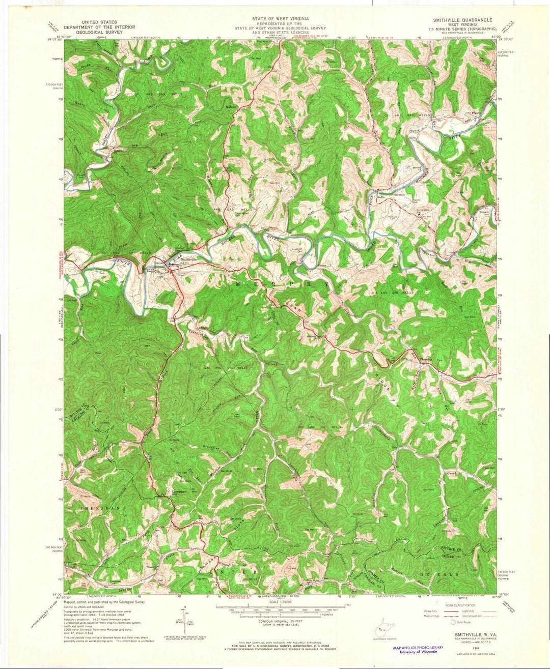 1964 Smithville, WV - West Virginia - USGS Topographic Map