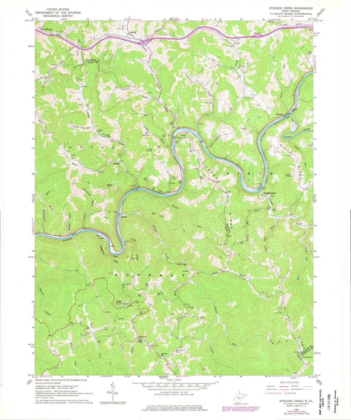 1965 Strange Creek, WV - West Virginia - USGS Topographic Map