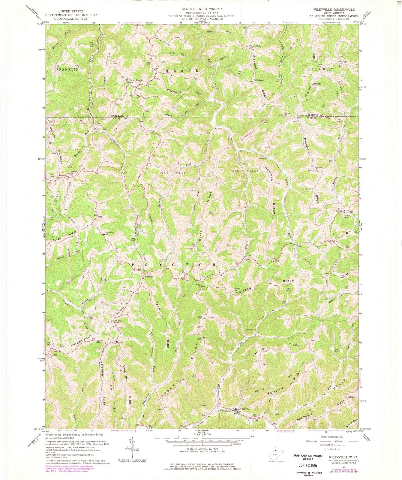 1960 Wileyville, WV - West Virginia - USGS Topographic Map