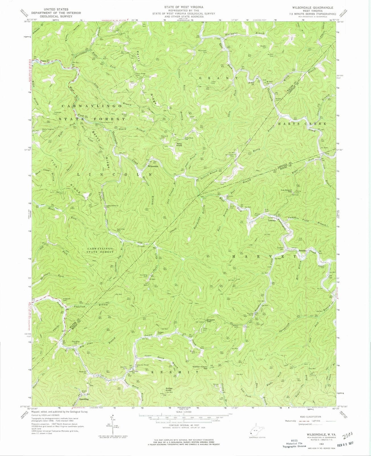 1963 Wilsondale, WV - West Virginia - USGS Topographic Map