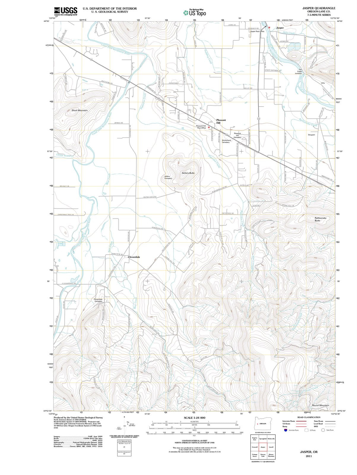 2011 Jasper, OR - Oregon - USGS Topographic Map