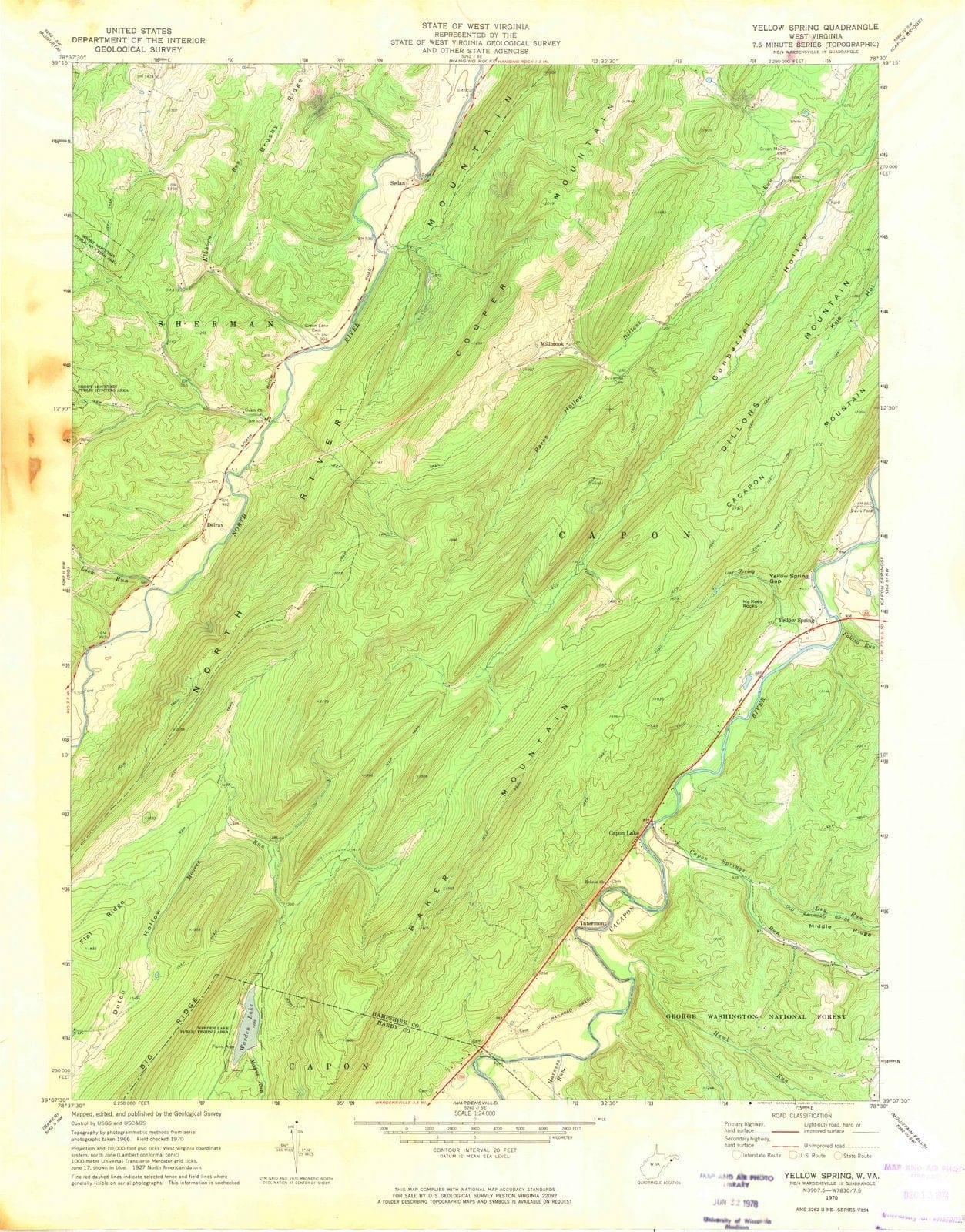1970 Yellow Spring, WV - West Virginia - USGS Topographic Map