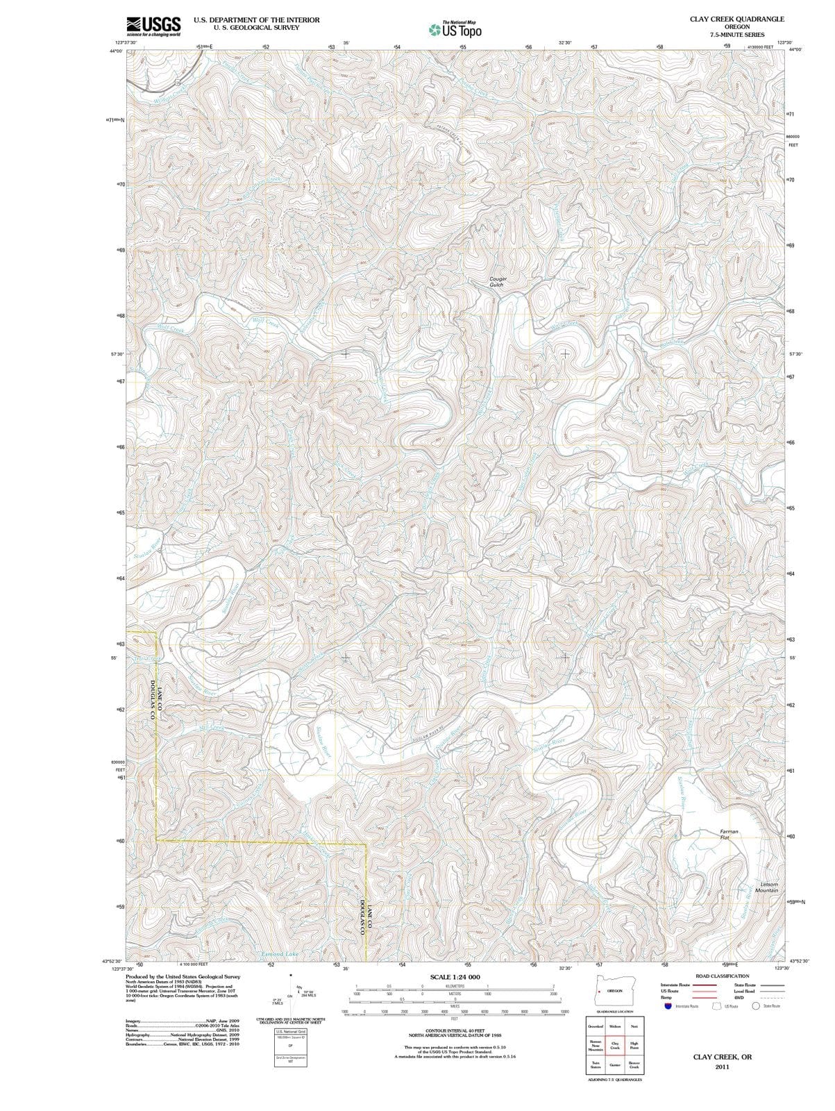 2011 Clay Creek, OR - Oregon - USGS Topographic Map