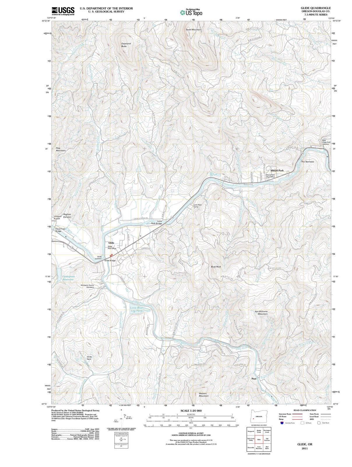 2011 Glide, OR - Oregon - USGS Topographic Map