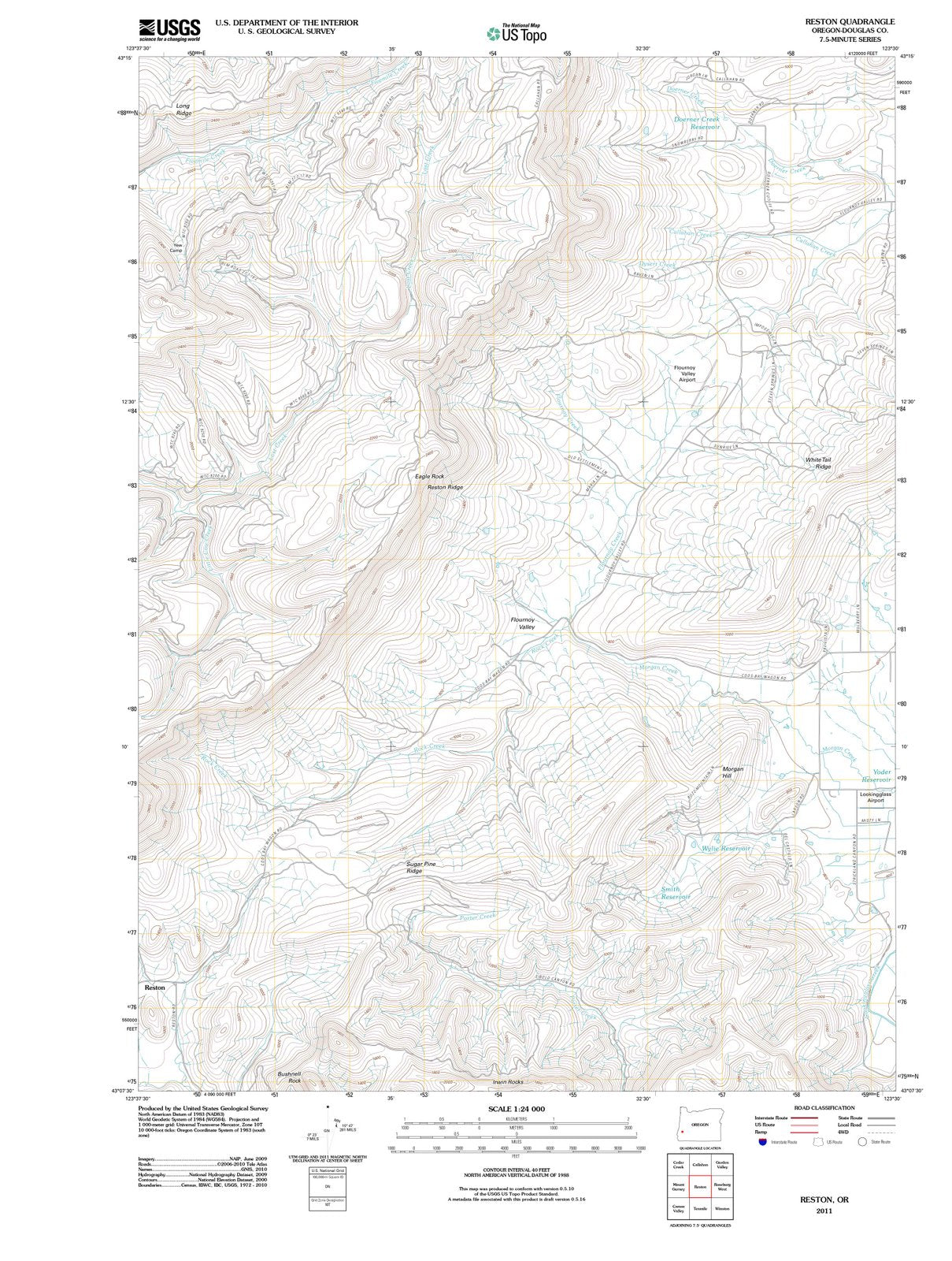 2011 Reston, OR - Oregon - USGS Topographic Map