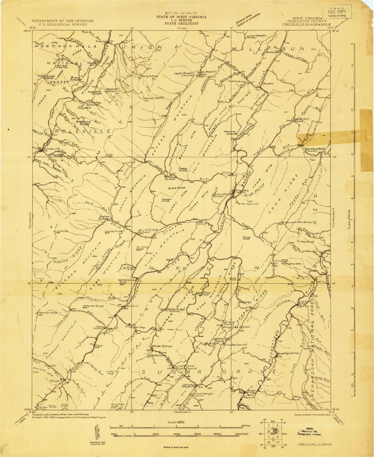 1924 Circleville, WV - West Virginia - USGS Topographic Map