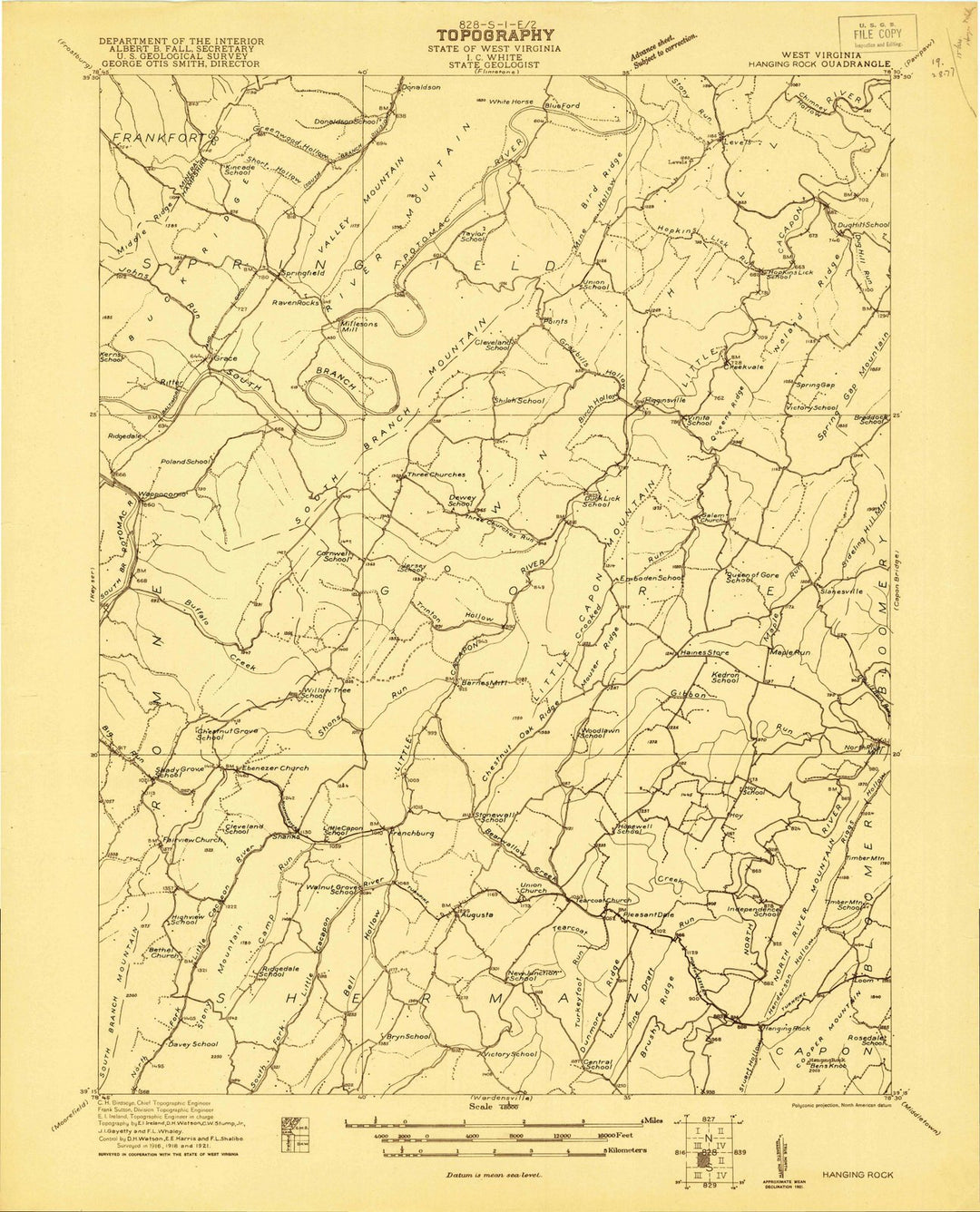 1921 Hanging Rock, WV - West Virginia - USGS Topographic Map