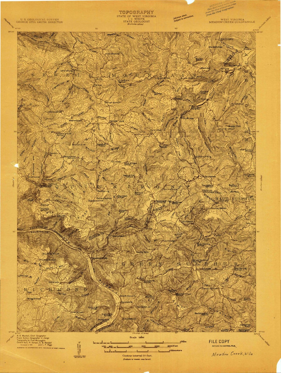 1912 Meadow Creek, WV - West Virginia - USGS Topographic Map