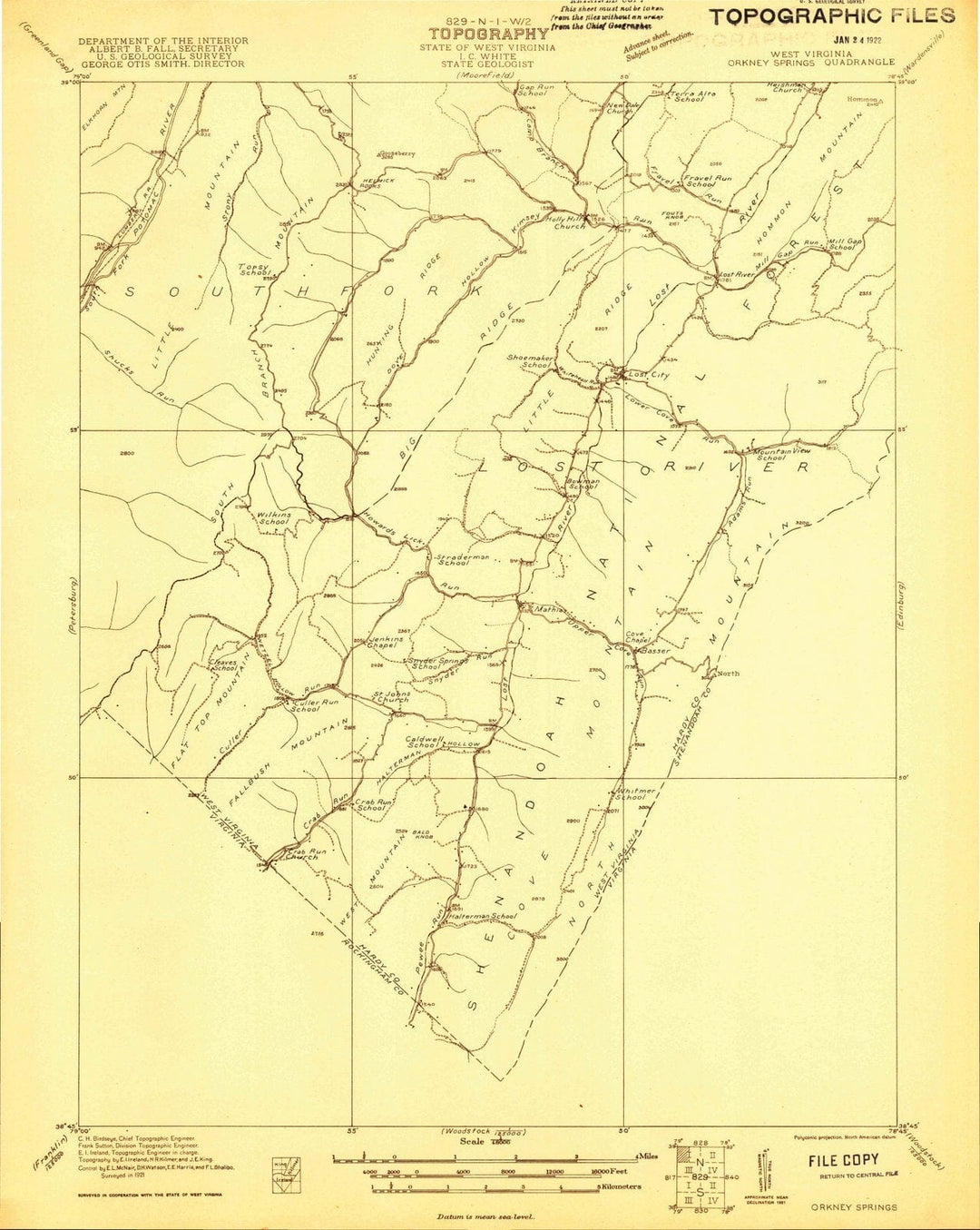 1921 Orkney Springs, VA - Virginia - USGS Topographic Map