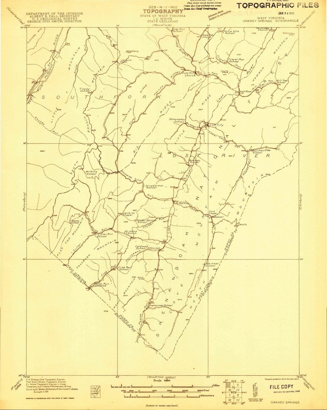 1921 Orkney Springs, VA - Virginia - USGS Topographic Map