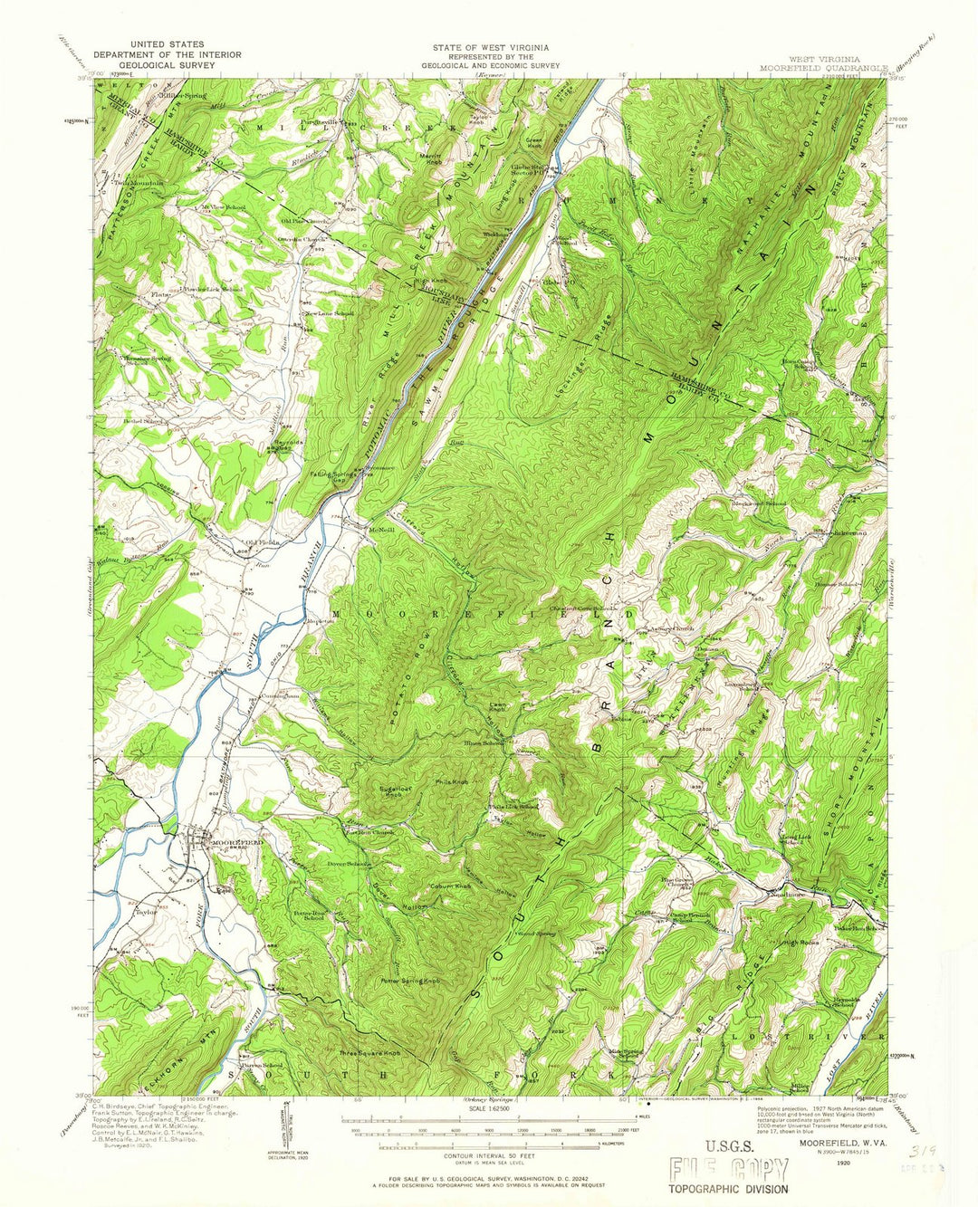 1920 Moorefield, WV - West Virginia - USGS Topographic Map