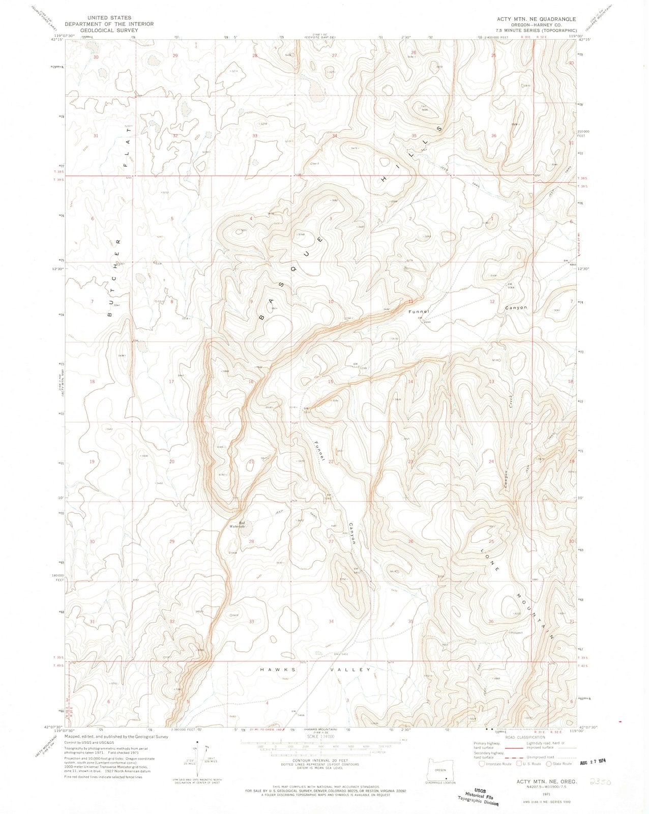 1971 Acty Mountain, OR - Oregon - USGS Topographic Map