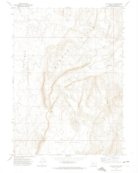 1971 Acty Mountain, OR - Oregon - USGS Topographic Map