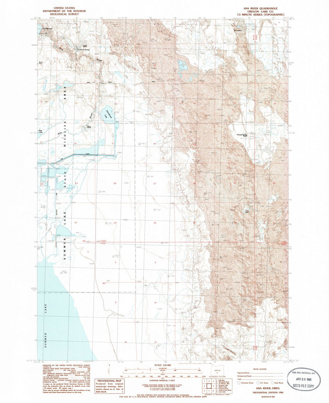 1986 Ana River, OR - Oregon - USGS Topographic Map