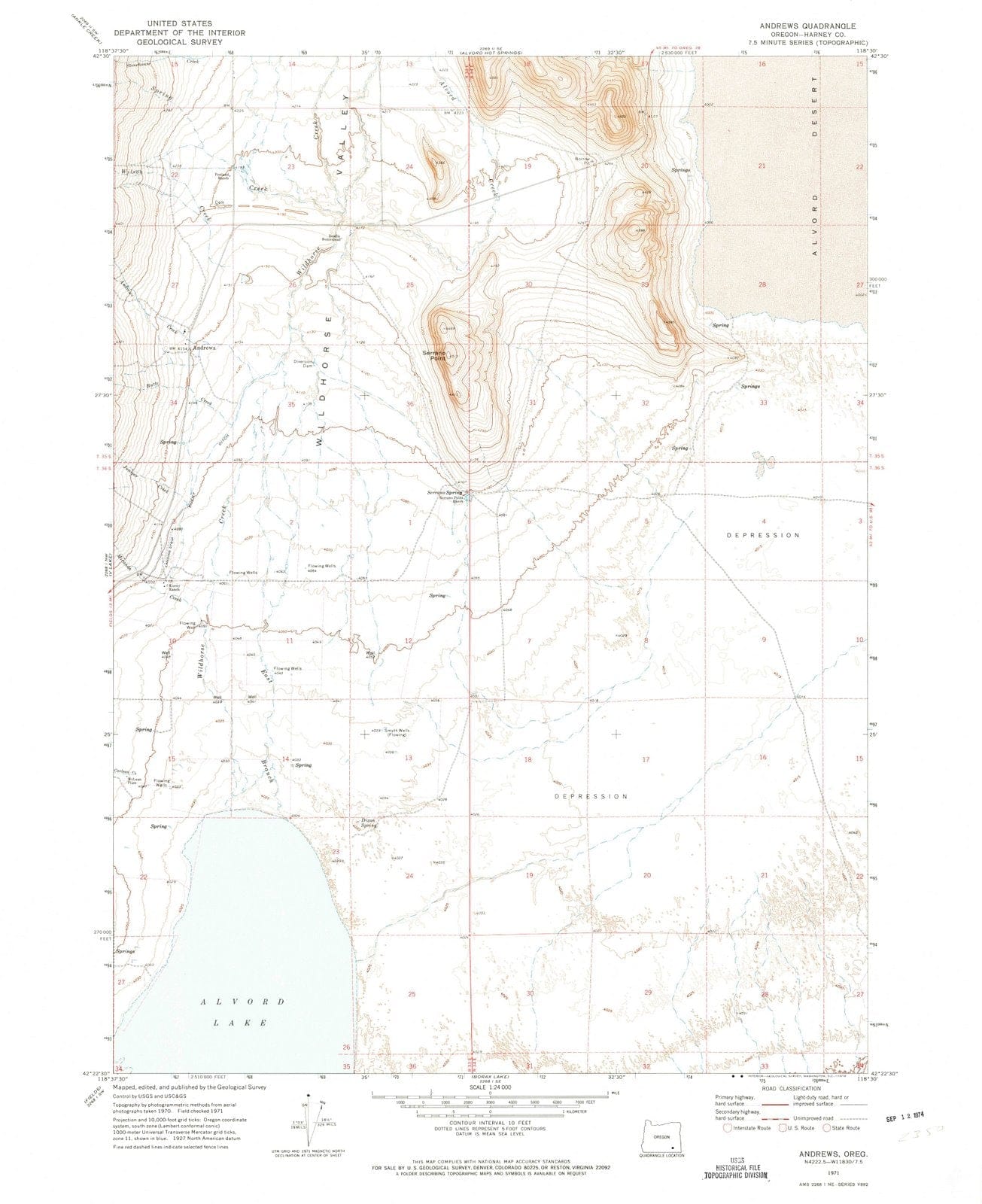 1971 Andrews, OR - Oregon - USGS Topographic Map