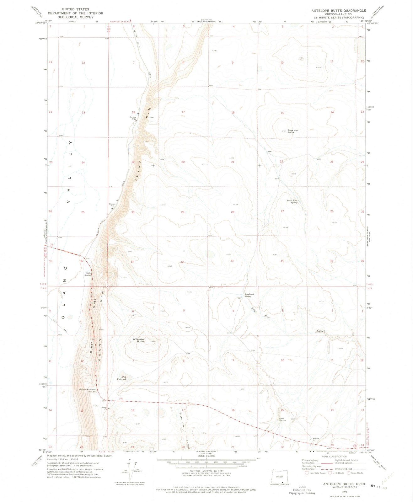 1971 Antelope Butte, OR - Oregon - USGS Topographic Map