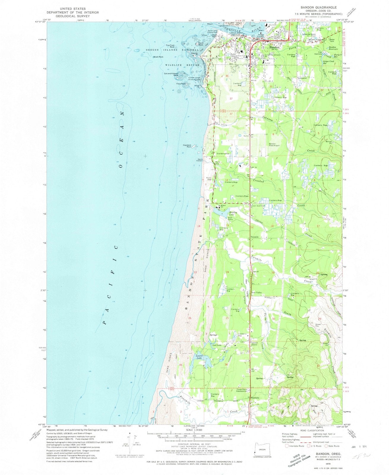 1970 Bandon, OR - Oregon - USGS Topographic Map