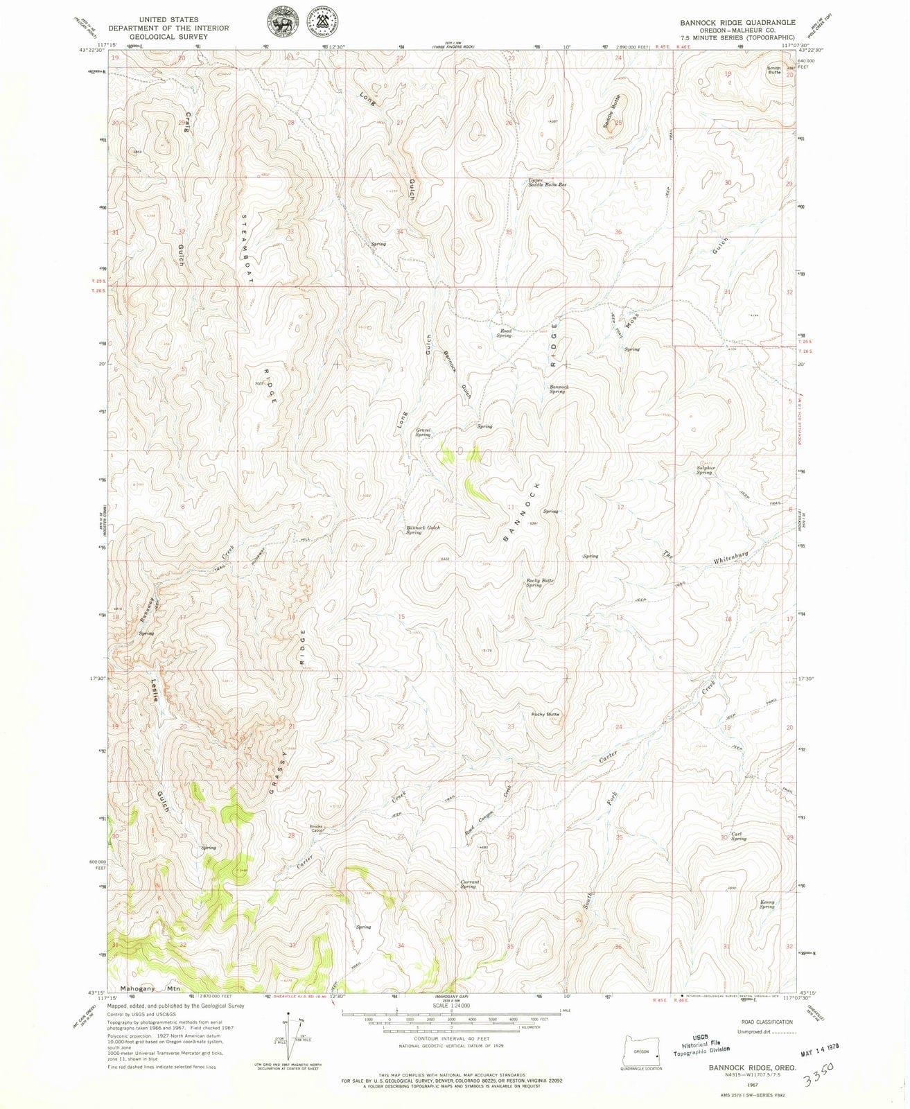 1967 Bannock Ridge, OR - Oregon - USGS Topographic Map