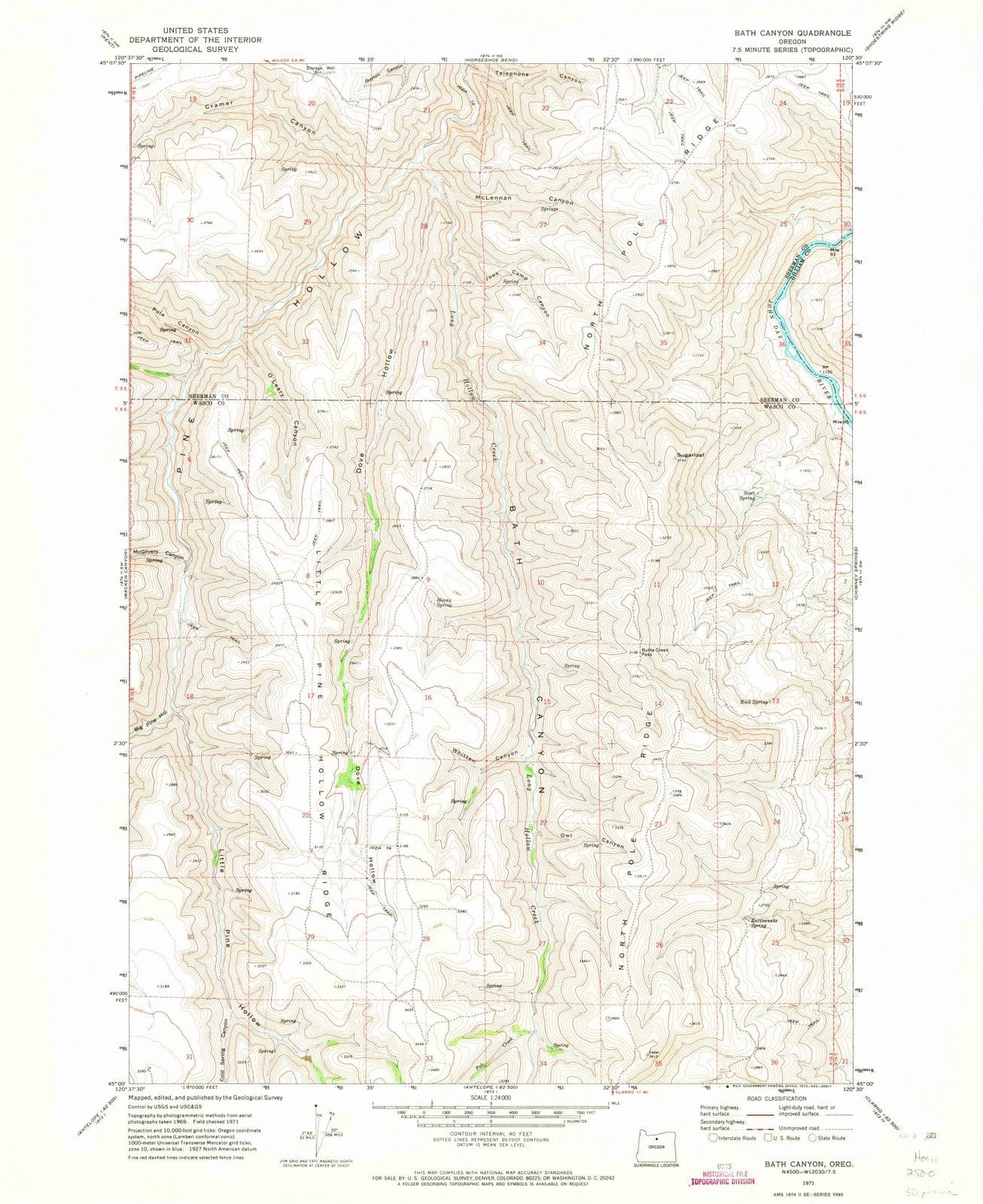 1971 Bath Canyon, OR - Oregon - USGS Topographic Map