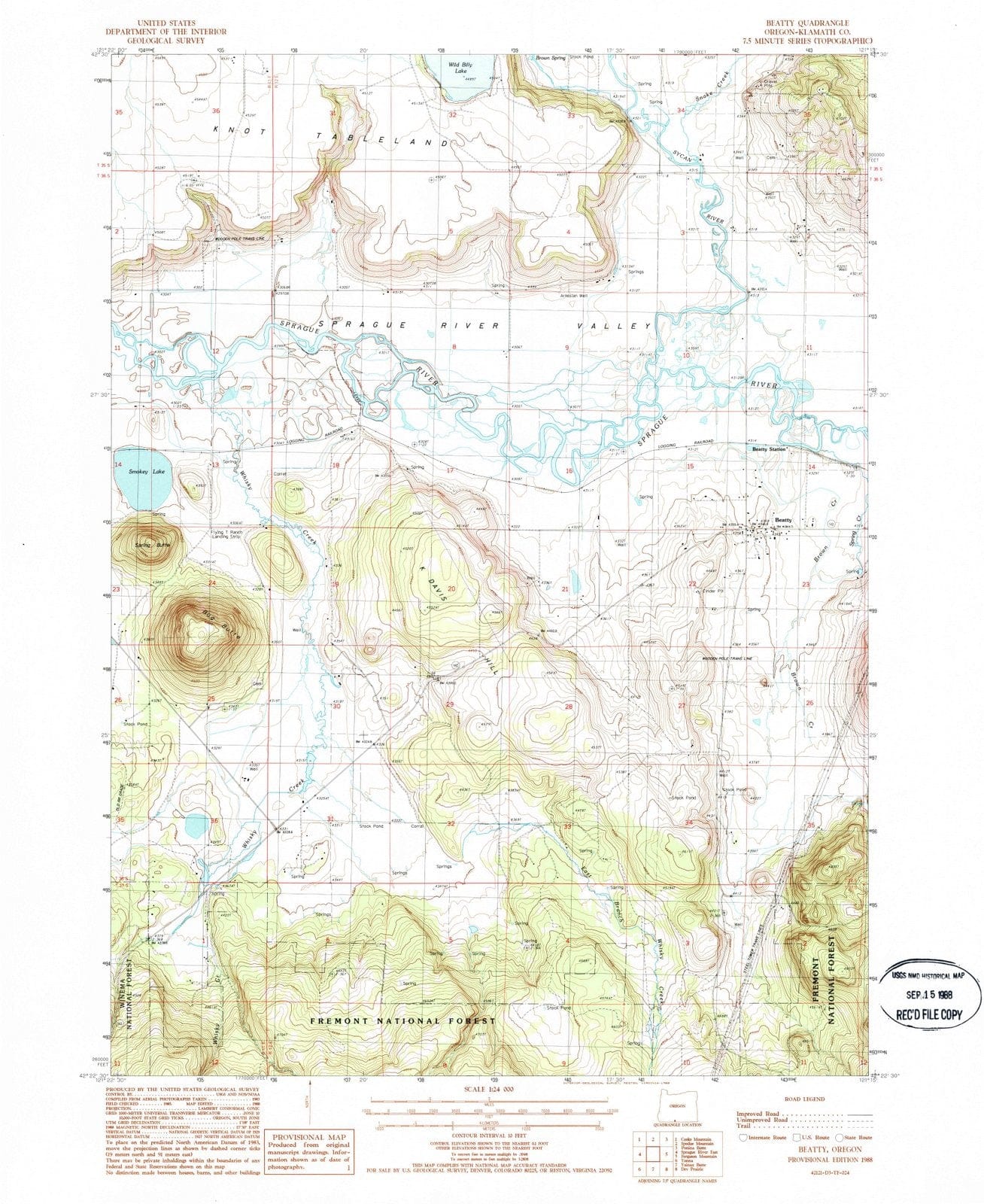 1988 Beatty, OR - Oregon - USGS Topographic Map