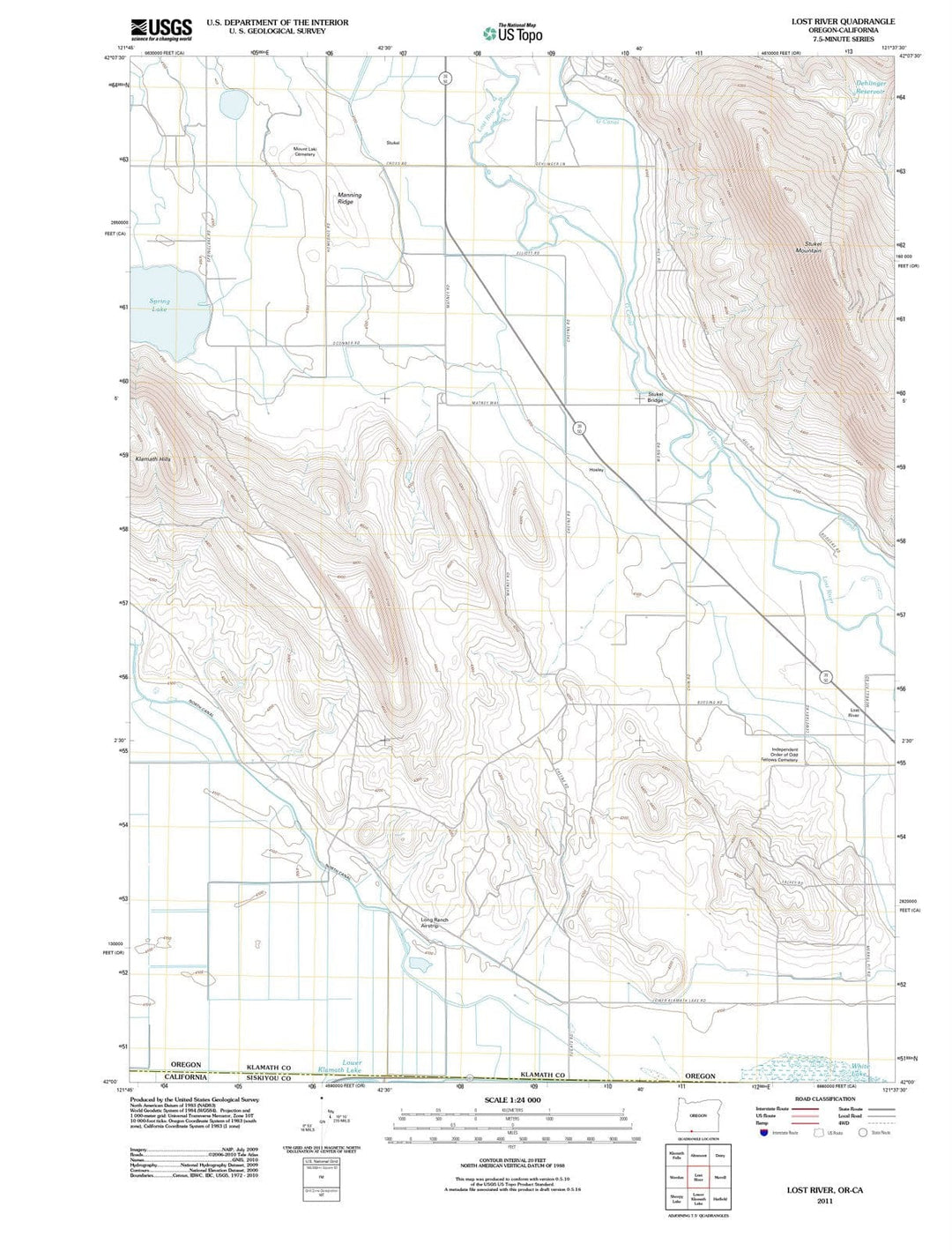 2011 Lost River, OR - Oregon - USGS Topographic Map