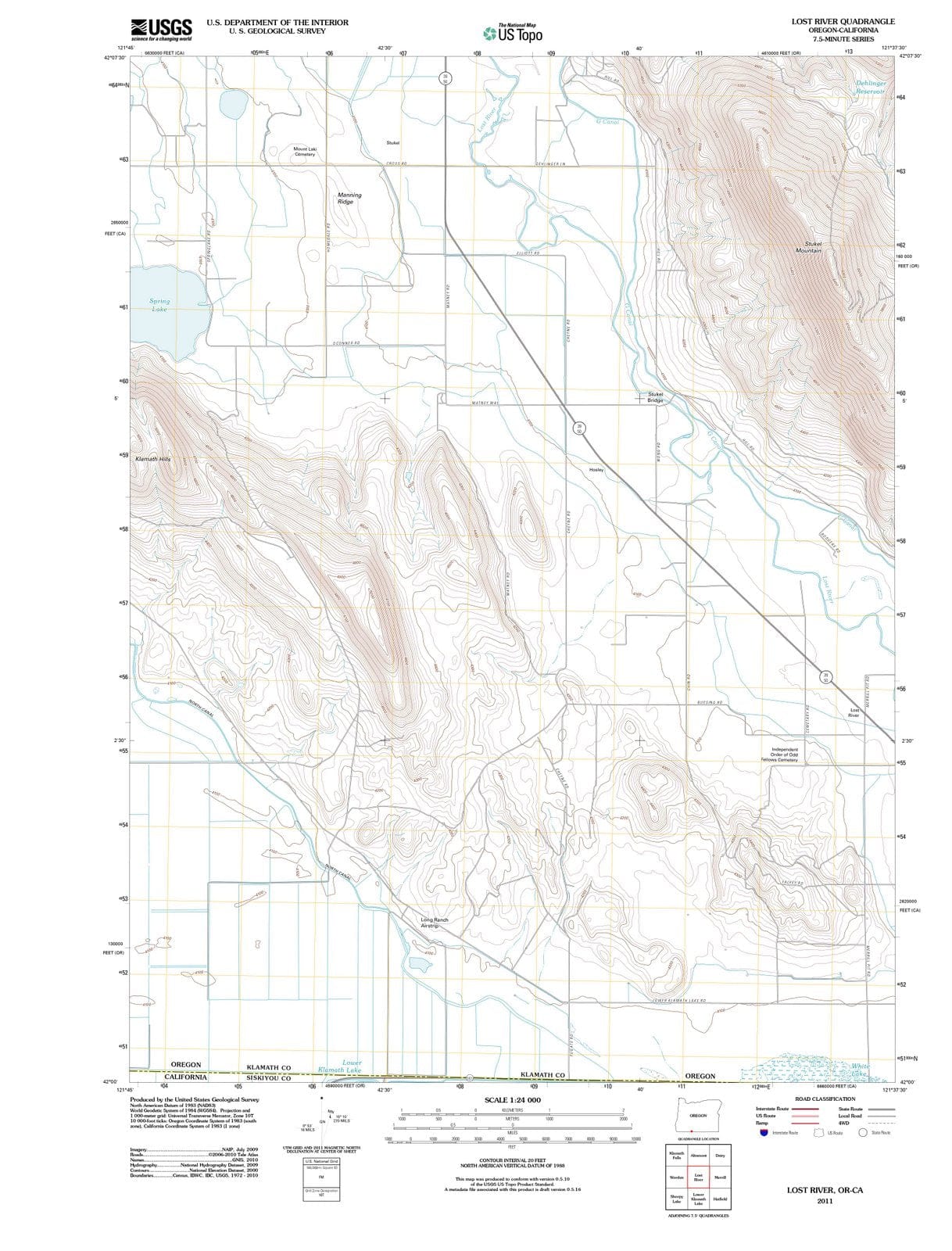 2011 Lost River, OR - Oregon - USGS Topographic Map