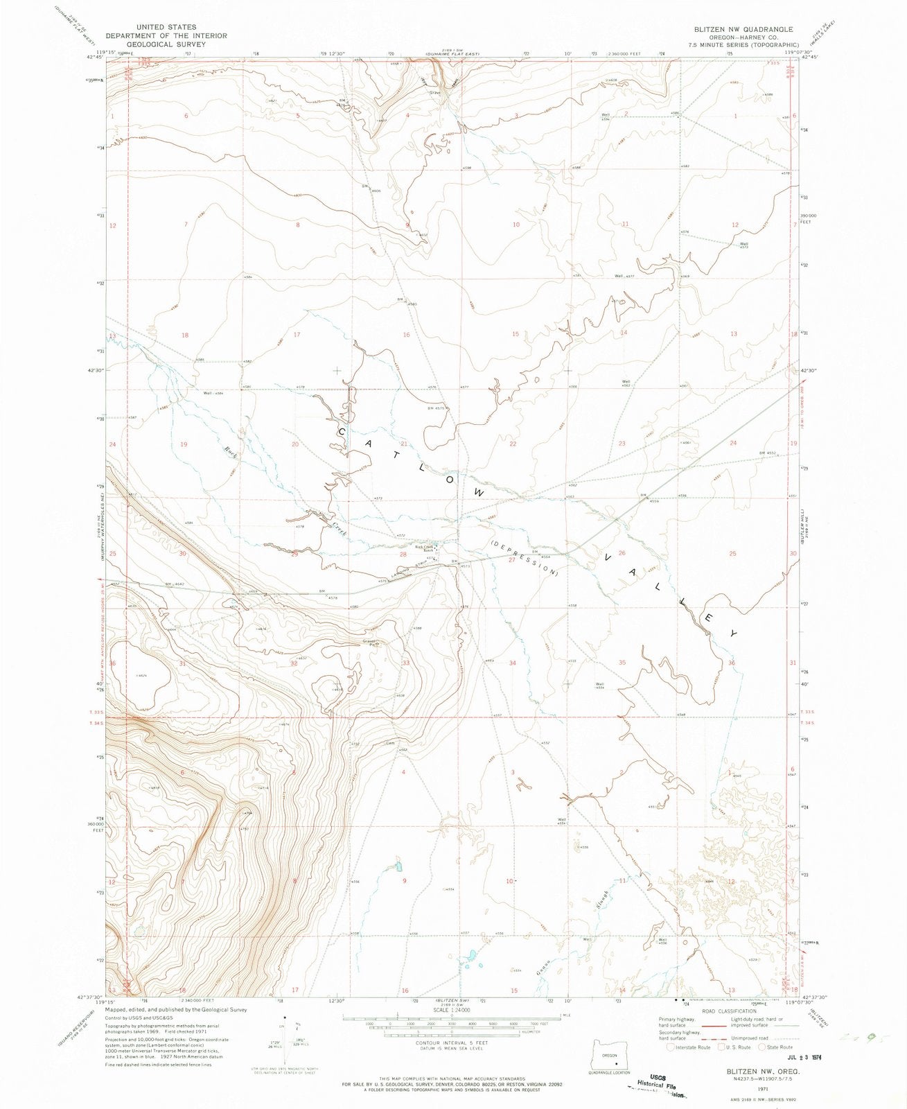 1971 Blitzen, OR - Oregon - USGS Topographic Map