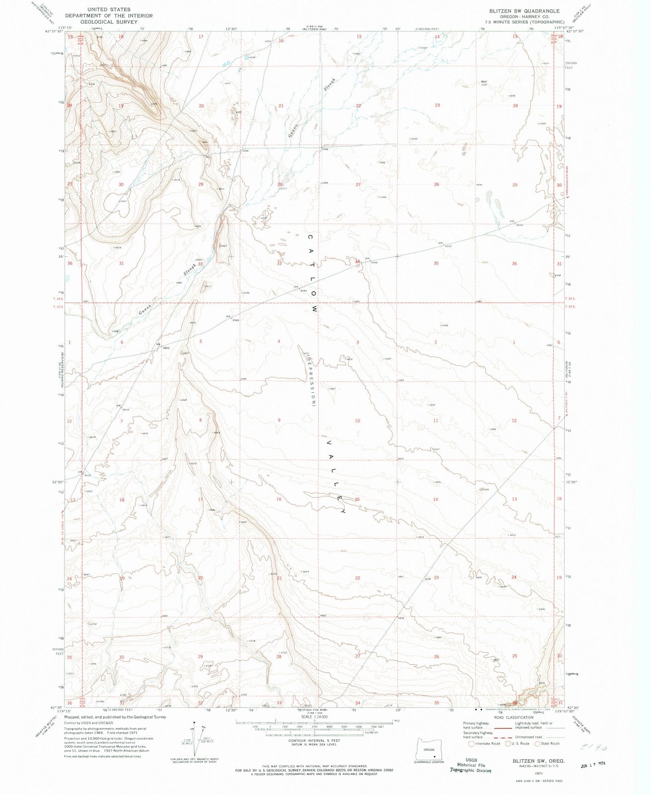 1971 Blitzen, OR - Oregon - USGS Topographic Map v2