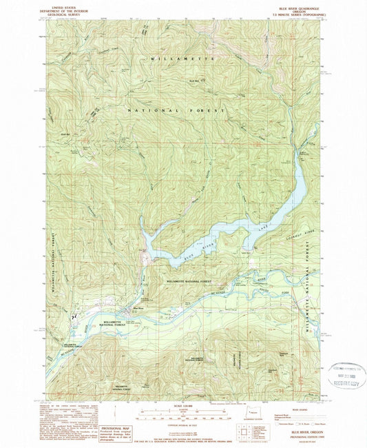 1989 Blue River, OR - Oregon - USGS Topographic Map