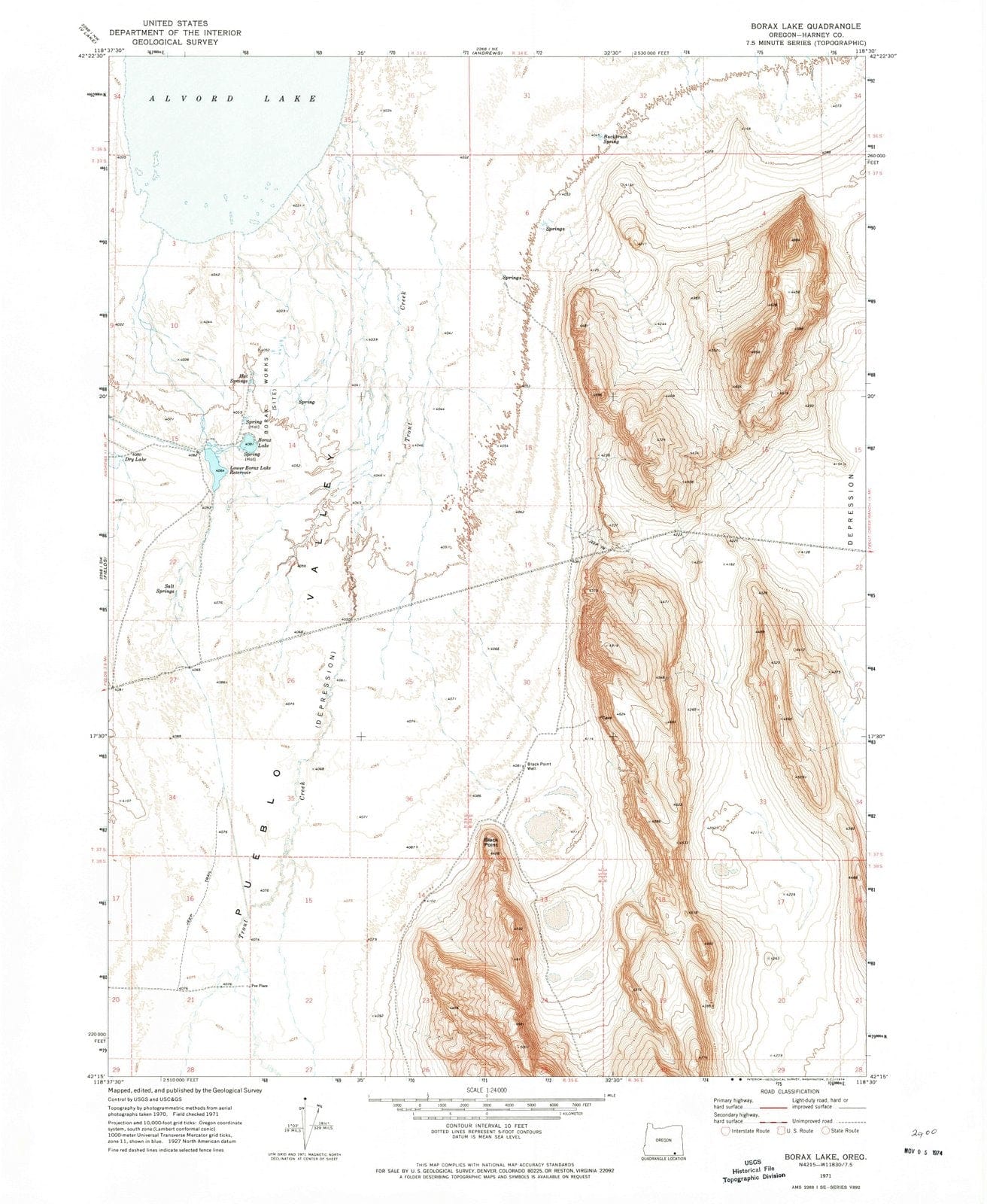 1971 Borax Lake, OR - Oregon - USGS Topographic Map