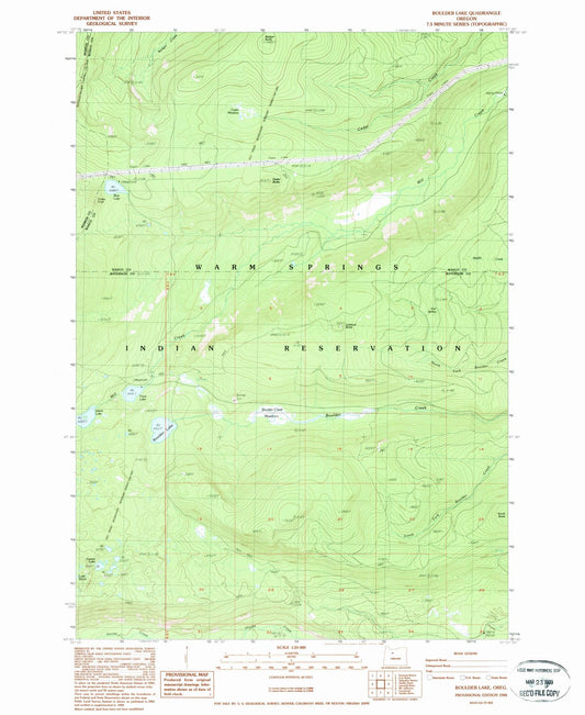 1988 Boulder Lake, OR - Oregon - USGS Topographic Map