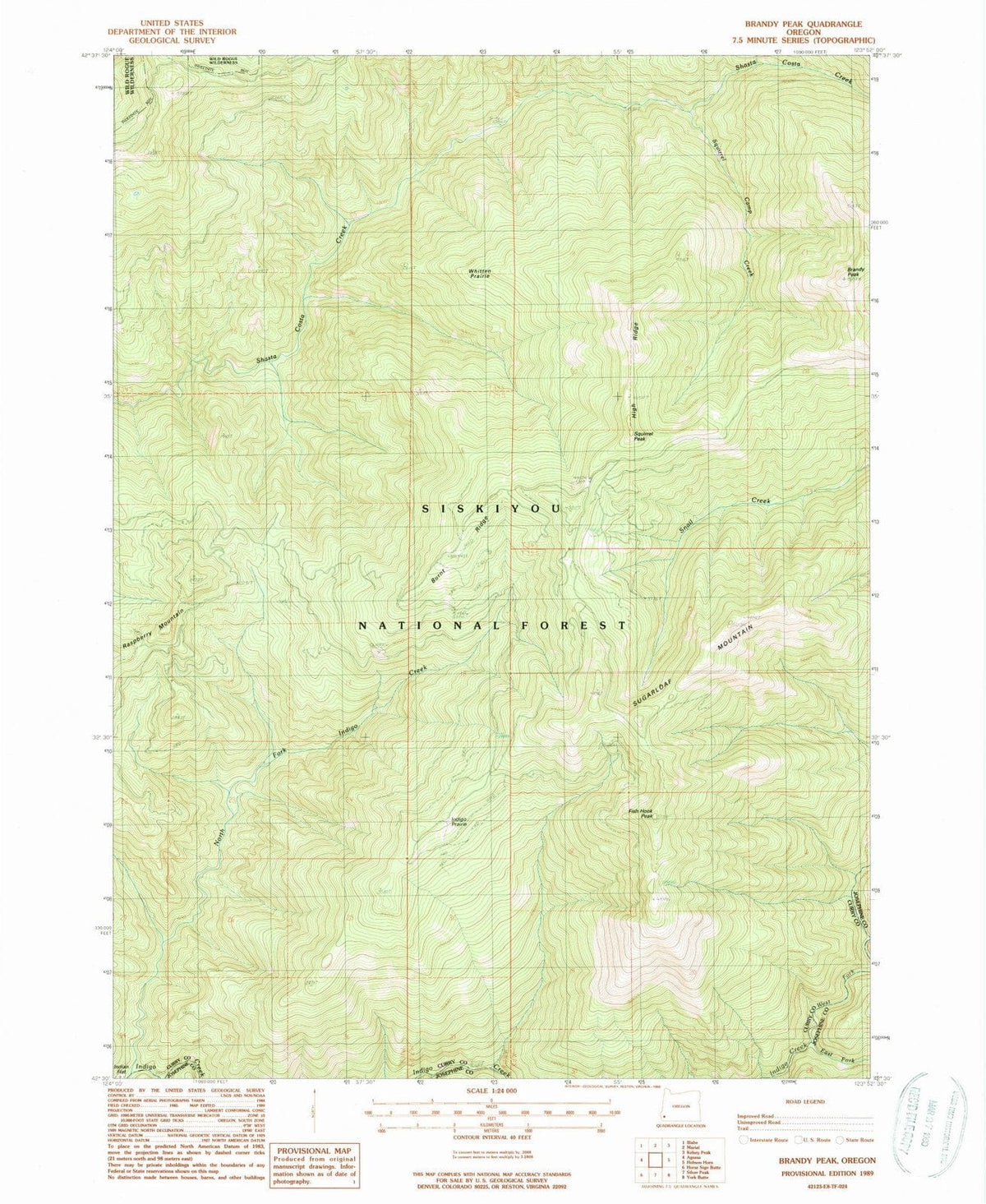 1989 Brandy Peak, OR - Oregon - USGS Topographic Map