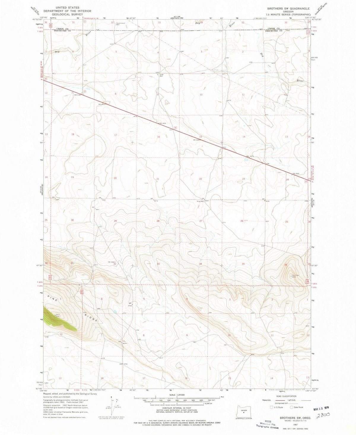 1967 Brothers, OR - Oregon - USGS Topographic Map v2