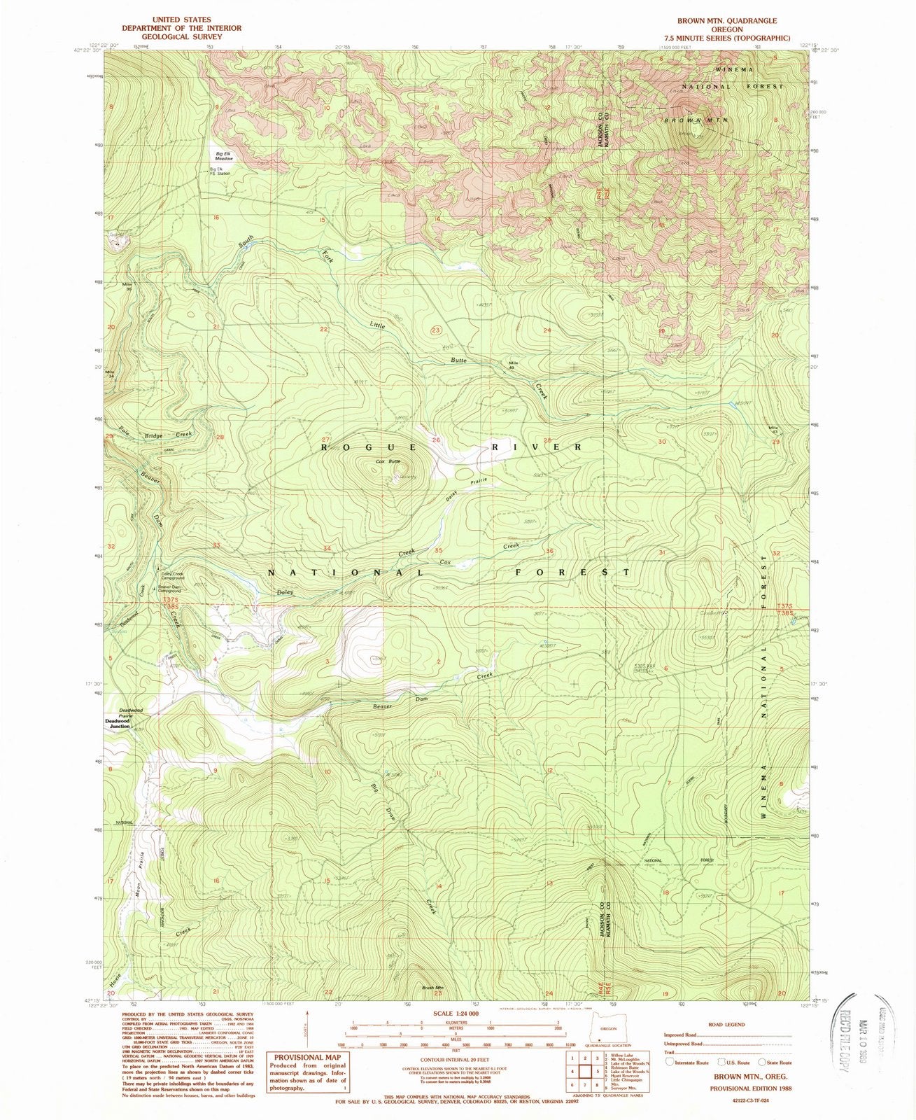 1988 Brown Mountain, OR - Oregon - USGS Topographic Map