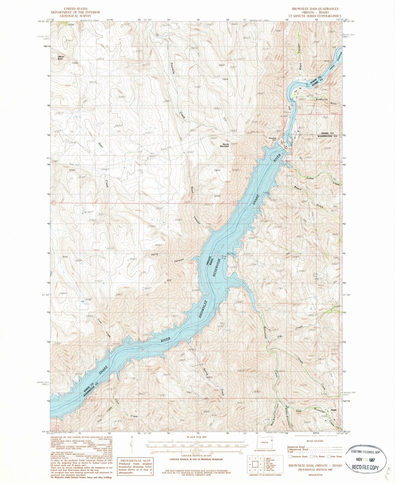 1987 Brownleeam, OR - Oregon - USGS Topographic Map