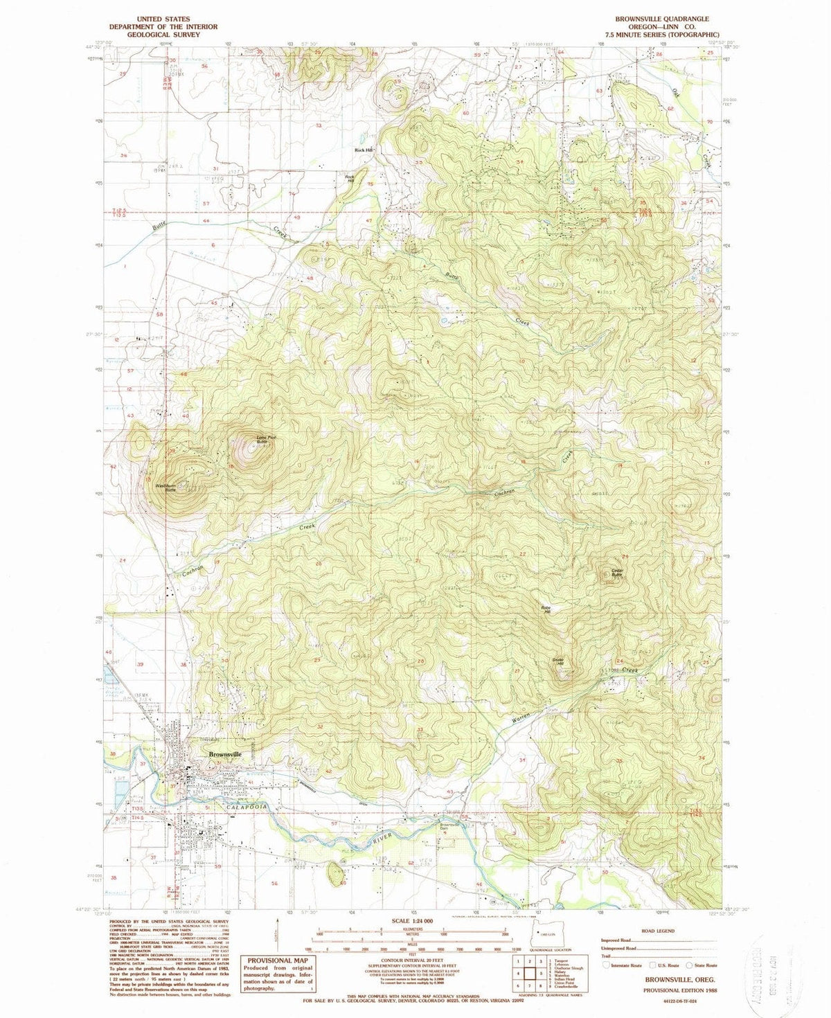 1988 Brownsville, OR - Oregon - USGS Topographic Map