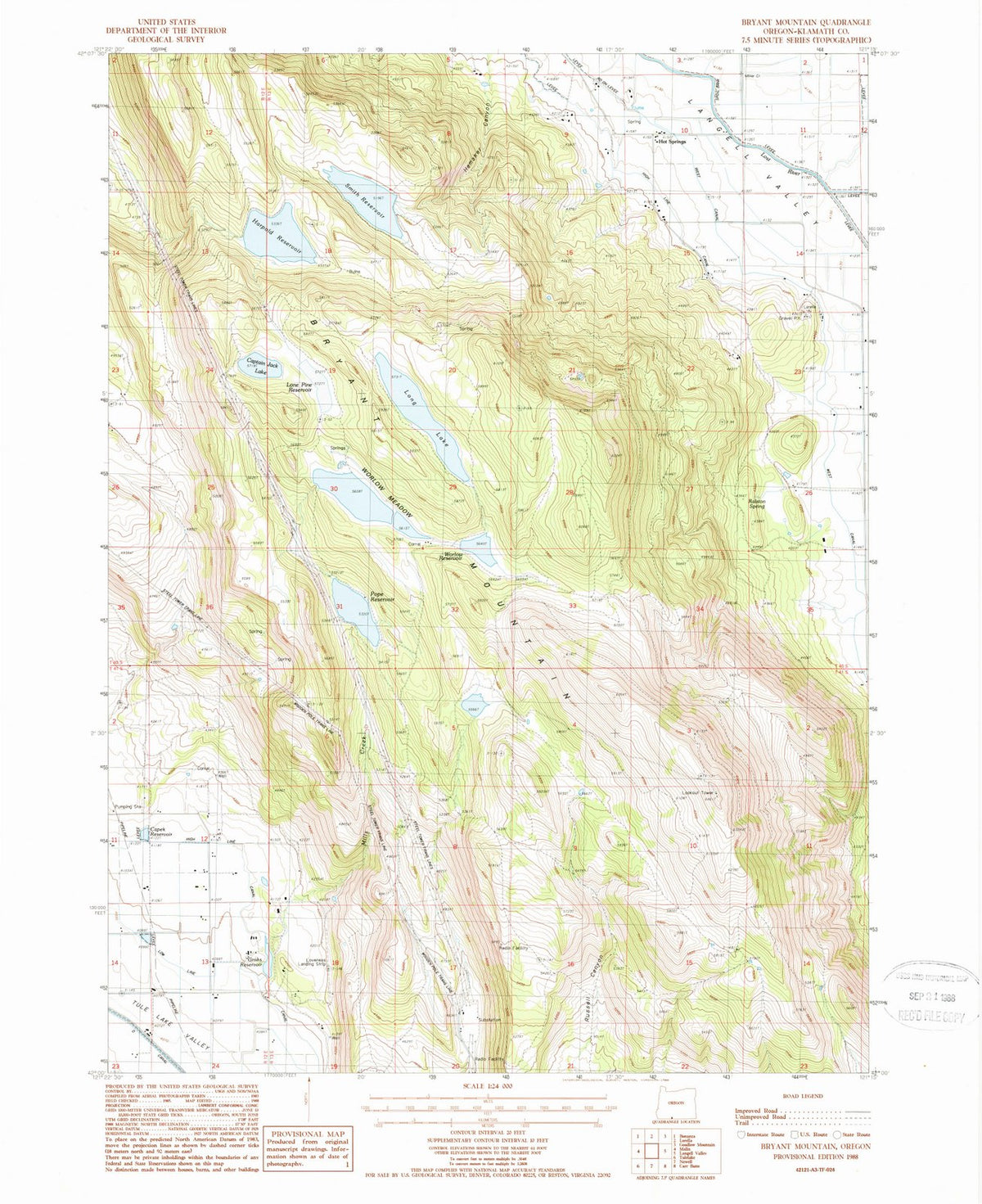 1988 Bryant Mountain, OR - Oregon - USGS Topographic Map