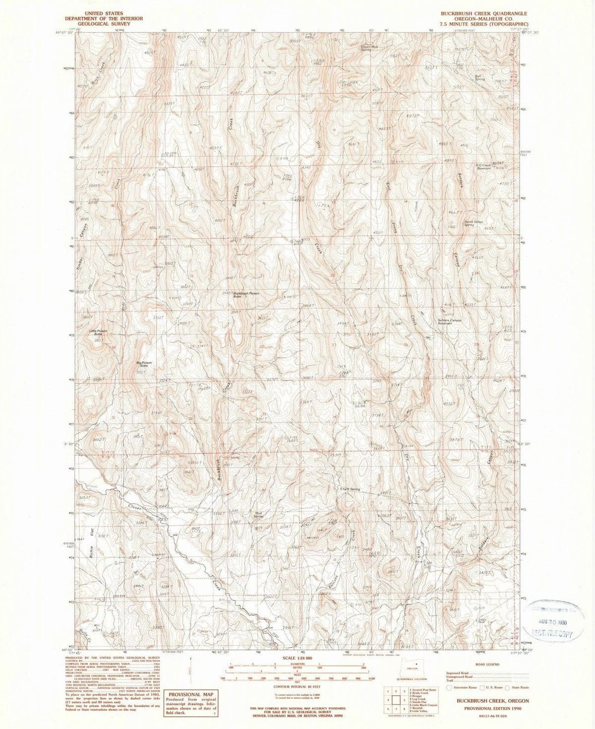 1990 Buckbrush Creek, OR - Oregon - USGS Topographic Map
