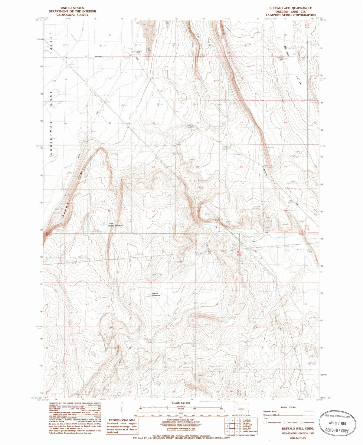 1986 Buffalo Well, OR - Oregon - USGS Topographic Map