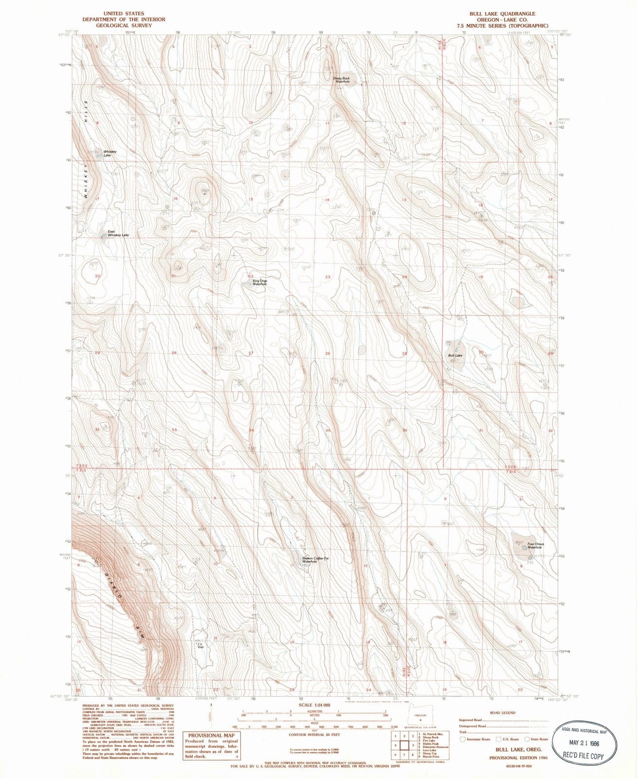 1986 Bull Lake, OR - Oregon - USGS Topographic Map