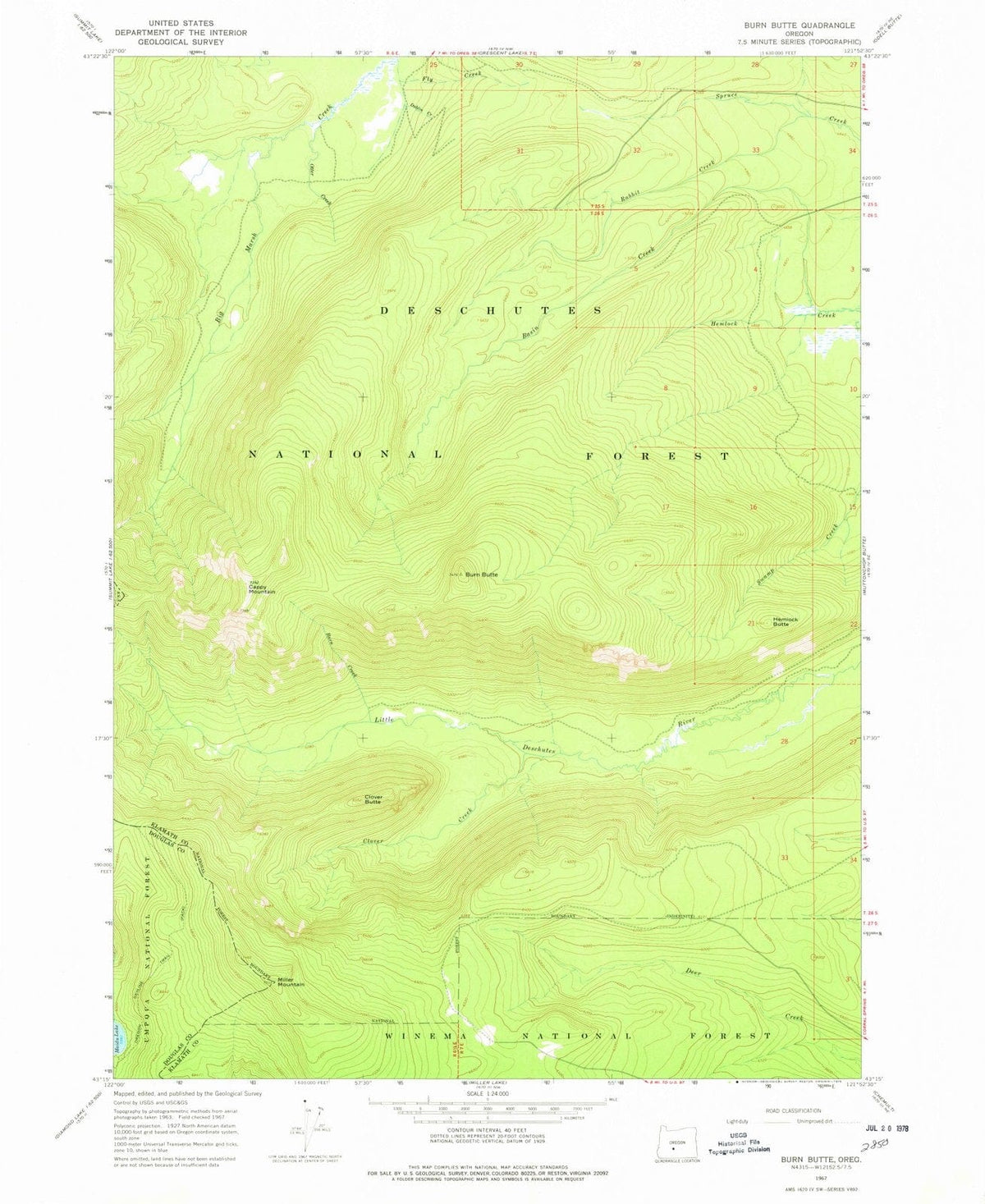 1967 Burn Butte, OR - Oregon - USGS Topographic Map